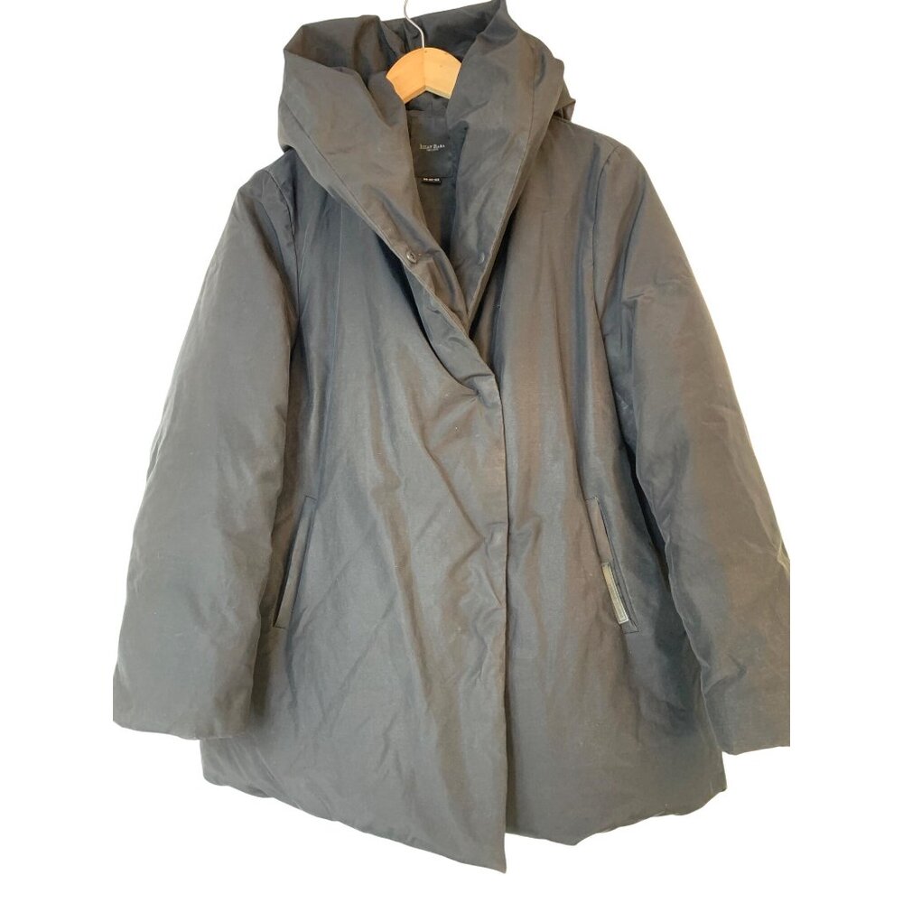 Rare Izzat Buaba New York M Hooded Black Lightweight Modern Puffer Coat 10036